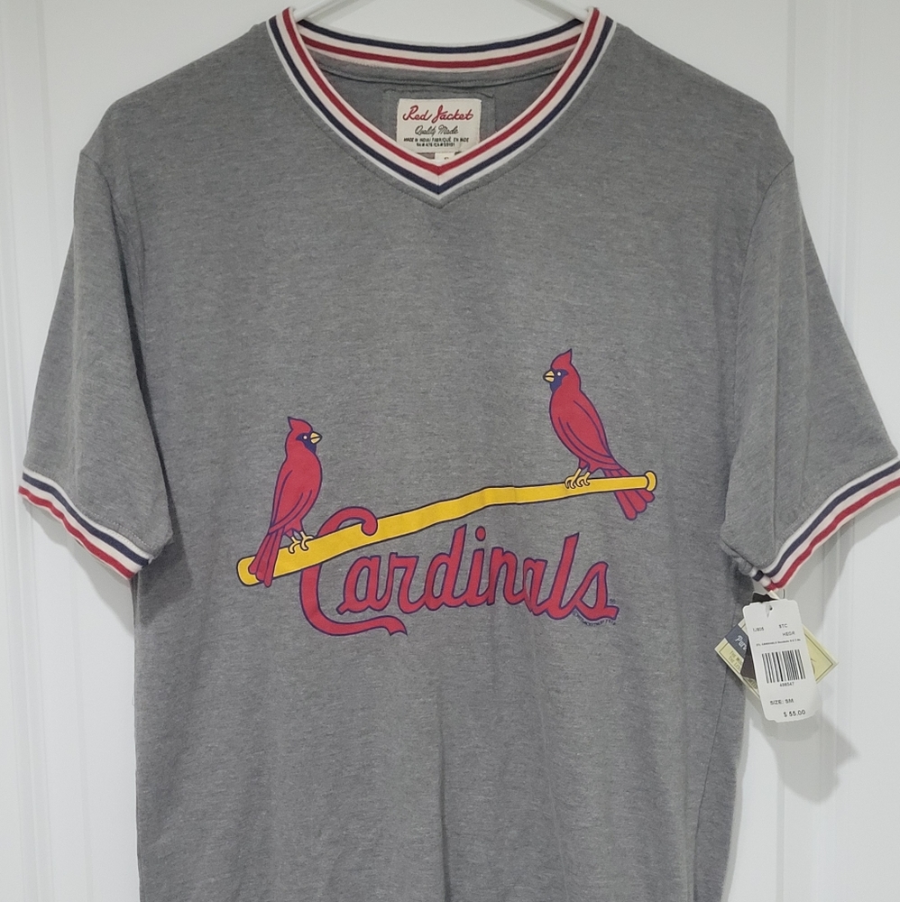 St Louis Cardinals Red Jacket Mens Short Sleeve V Neck Baseball Shirt